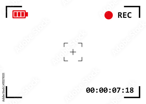 Camera viewfinder with exposure and camera settings.