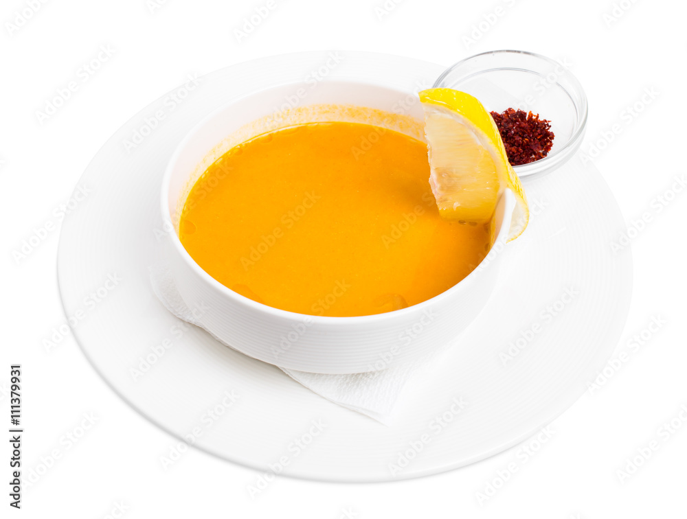 Lentil soup cream with lemon and paprika. Lentil soup cream with lemon and paprika.
