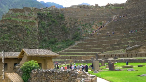 Inca archaeological site at Ruins Ollantaytambo near the city of Cusco in Southern Peru