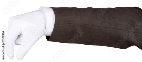 Human hand in white glove