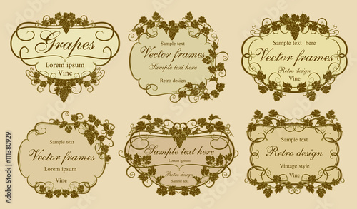 Background for text with vines and bunches of grapes.