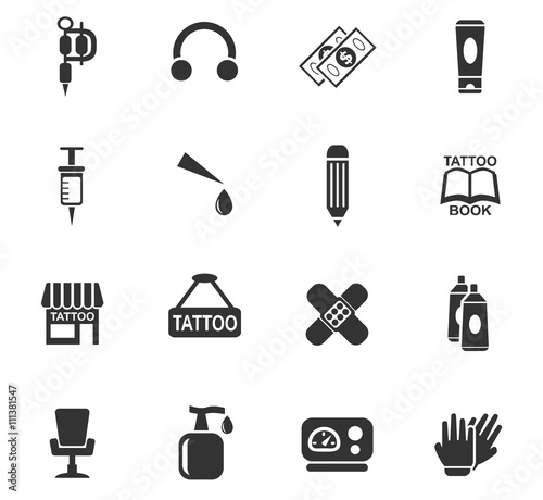 tattoo salon icon set