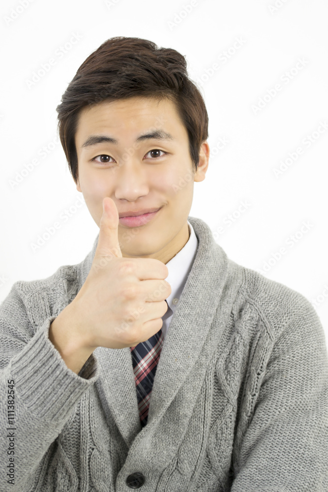 Success businessman thumb up