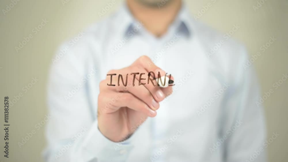 Internet Ads, Man writing on transparent screen Internet Ads, Man writing on transparent screen