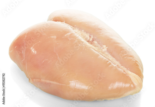 Raw chicken fillet isolated on white.