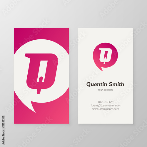 Modern letter Q in speech bubble Business card template