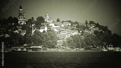 Old city of Zemun, Belgrade - retro, 1950's camera footage
