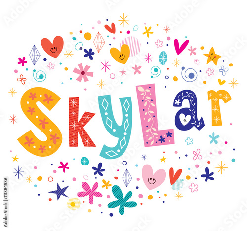 Skylar girls given name decorative lettering type design