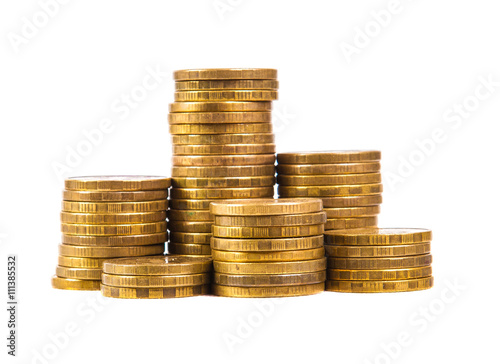 stack of gold coins isolated on white background