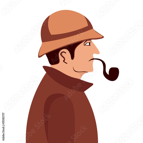 Sherlock Holmes. Detective illustration. Illustration with Sherlock Holmes. Baker street 221B. London. Big Ban
