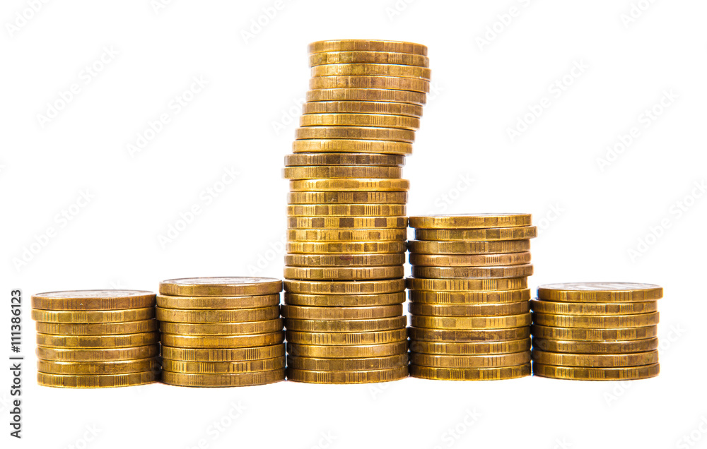 stack of gold coins isolated on white background stack of gold coins isolated on white background