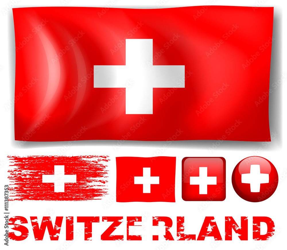 Obraz premium Switzerland flag in different designs