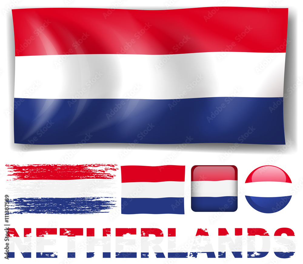 Naklejka premium Netherland flag in different designs