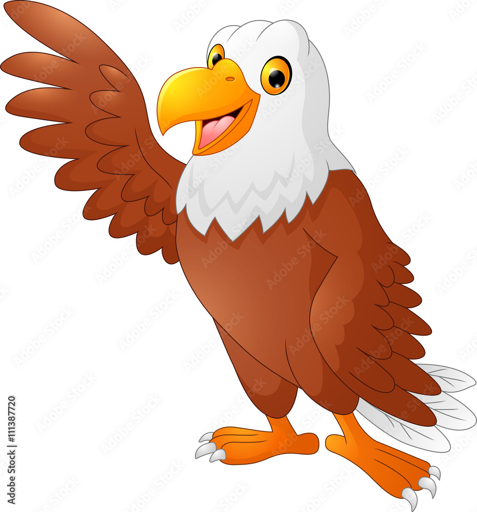 Fototapeta premium Eagle cartoon waving