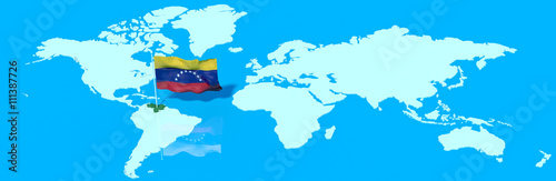 Pianeta Terra 3D con bandiera al vento Venezuela