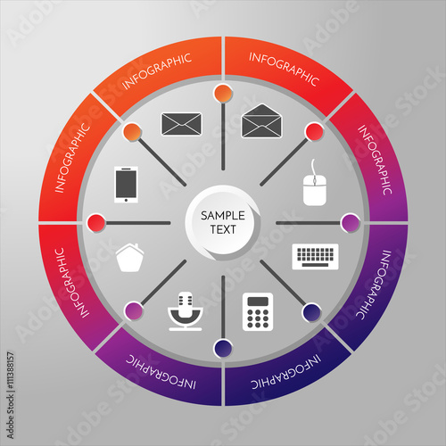 Vector circle concept with icons infographics. Vector circle with icons. Infographic circle. photo