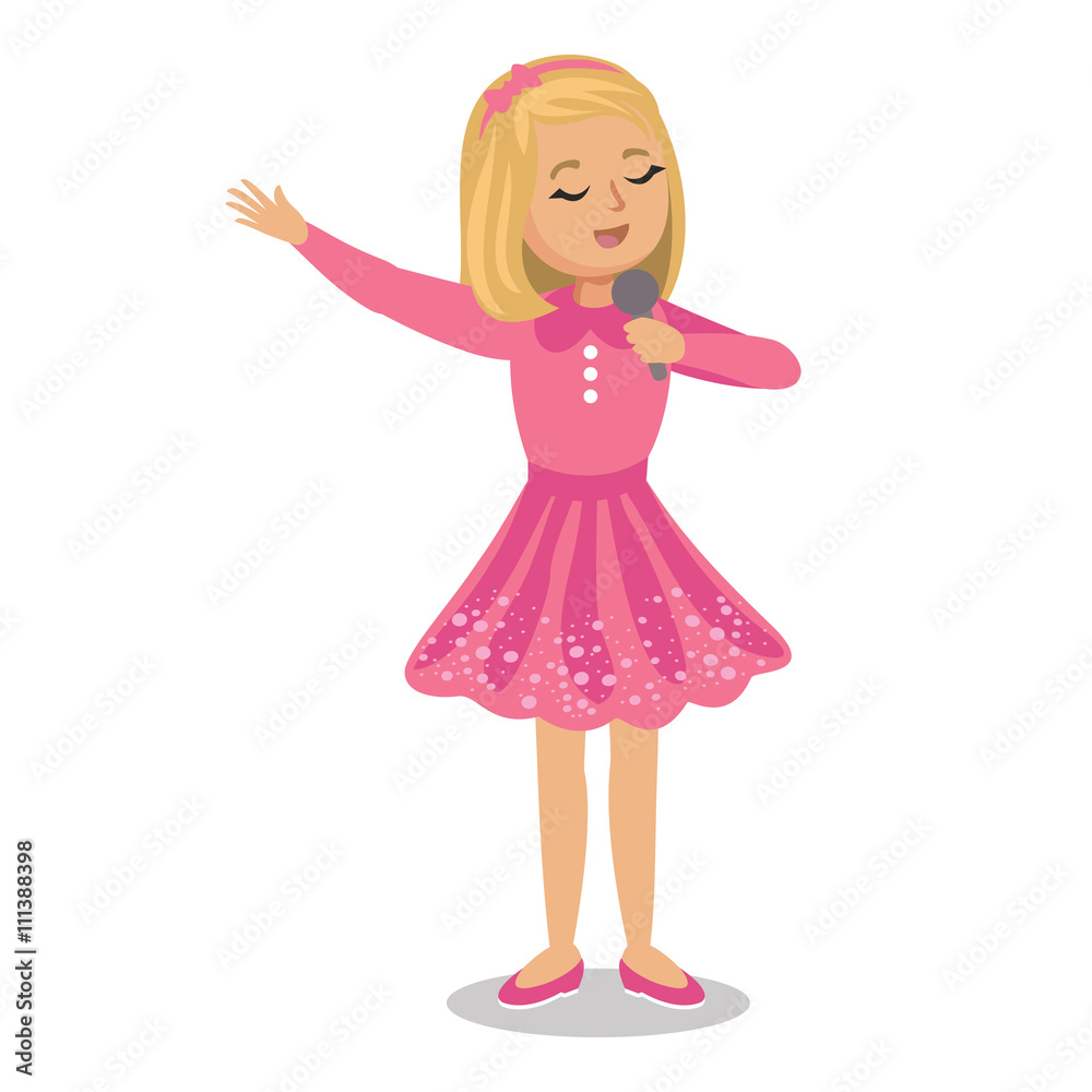 Girl singing. Little girl singing with microphone in her hand. Girl singing. Little girl singing with microphone in her hand.