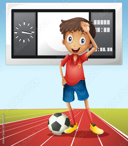 Soccer player and score board
