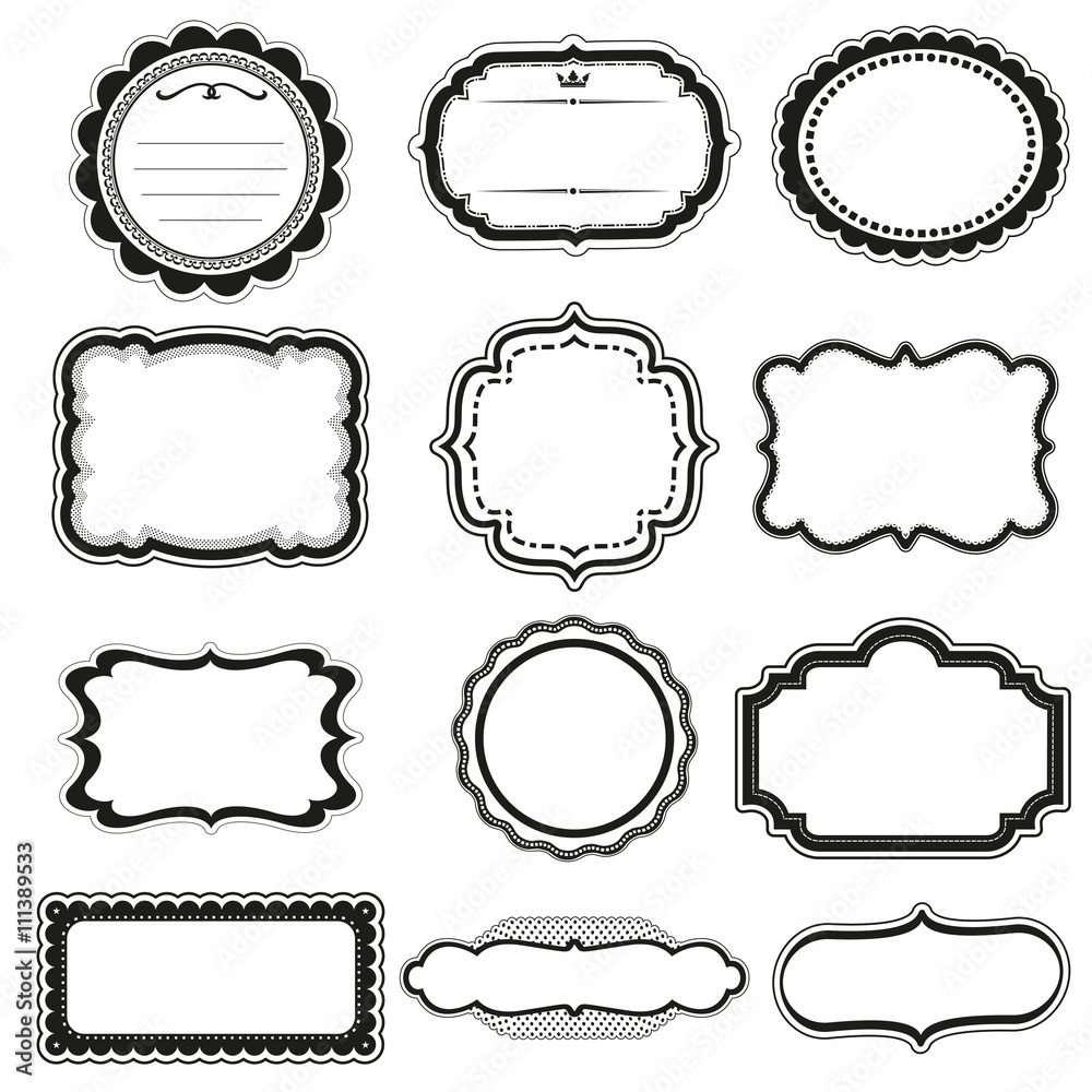 Vector Frame labels Set ornamental vintage decoration isolated on white ...