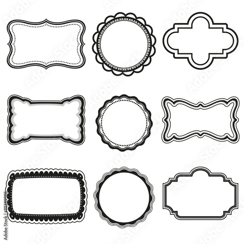 Vector Frame labels Set ornamental vintage decoration isolated on white
