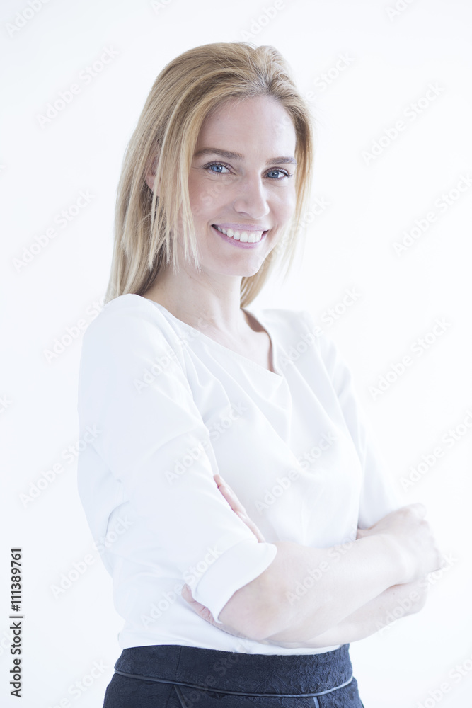 Portrait of beautiful blonde business woman isolated on white background Portrait of beautiful blonde business woman isolated on white background