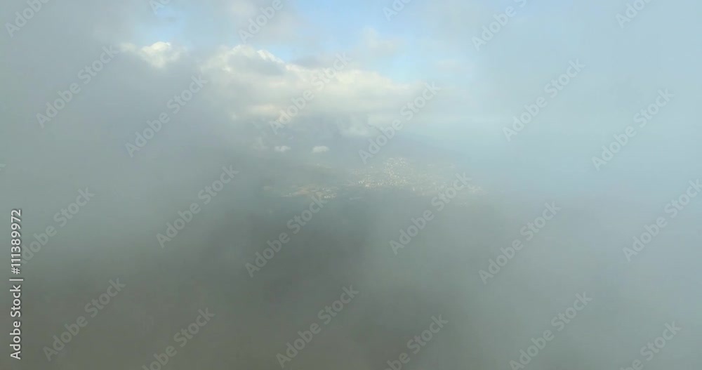 Flying Through The Clouds Over The Mountains. Shoot is made on the peninsula of Crimea
