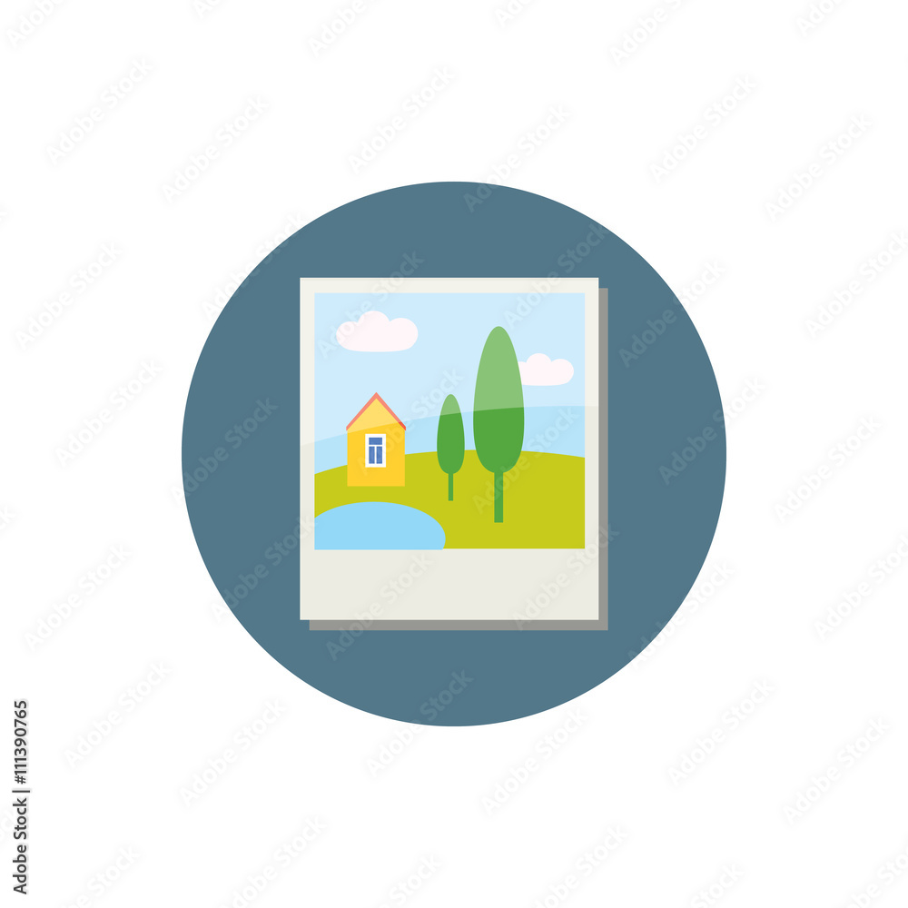 Photo card icon, cartoon style