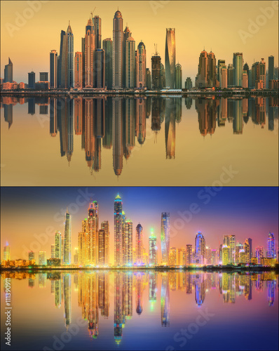 Beautiful cityscape set and collage of Dubai