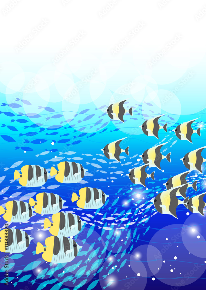 熱帯魚の群れ 青い海 Stock Vector Adobe Stock
