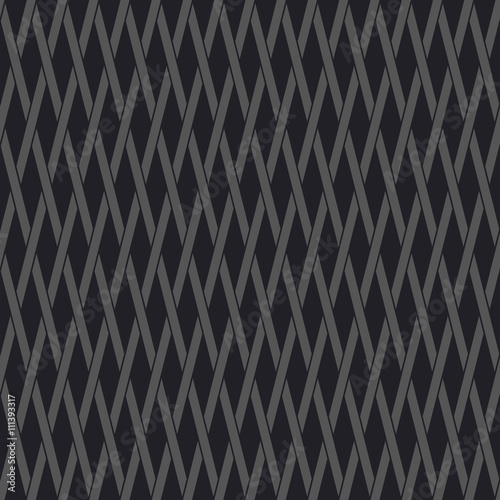 Narrow interwoven lines. Monotone seamless vector background. 