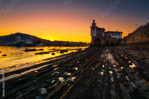 Arriluze lighthouse in Getxo at sunset