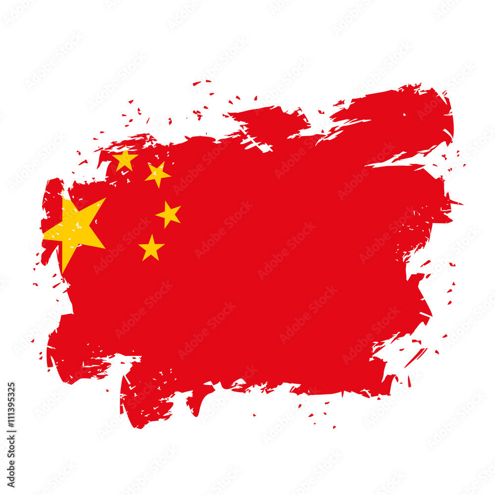 China Flag grunge style on white background. Brush strokes and China Flag grunge style on white background. Brush strokes and