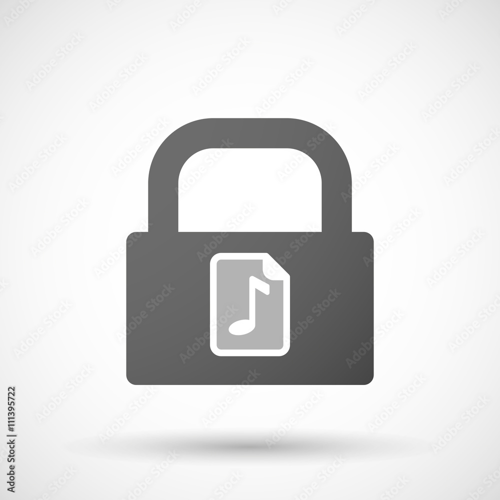 Isolated lock pad icon with a music score icon Isolated lock pad icon with a music score icon