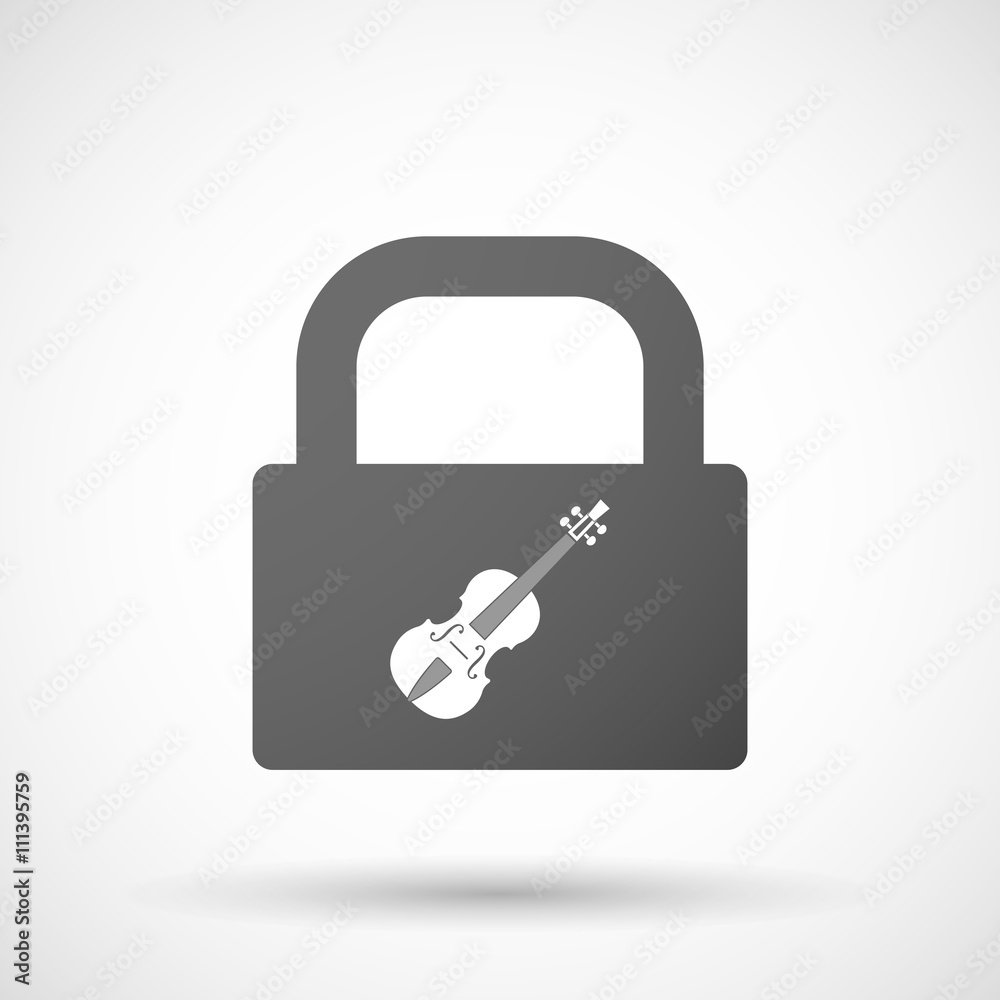 Isolated lock pad icon with a violin Isolated lock pad icon with a violin