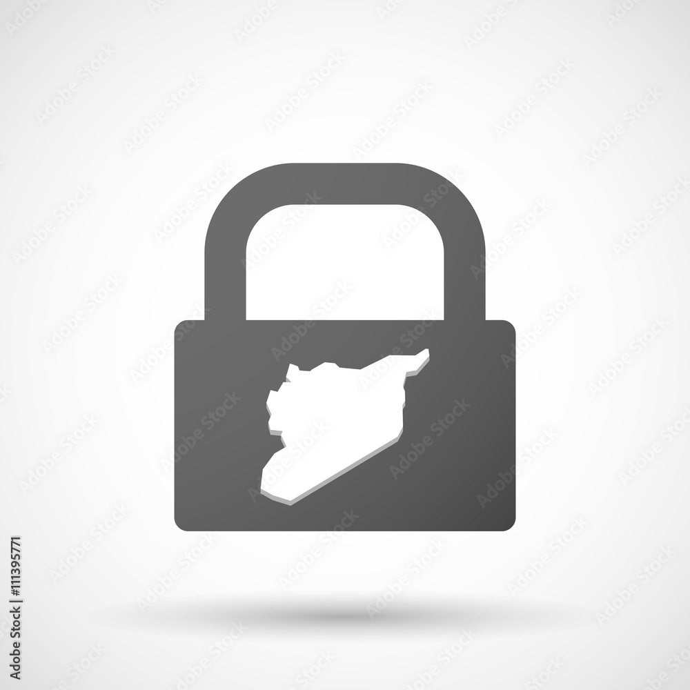 Isolated lock pad icon with the map of Syria Isolated lock pad icon with the map of Syria