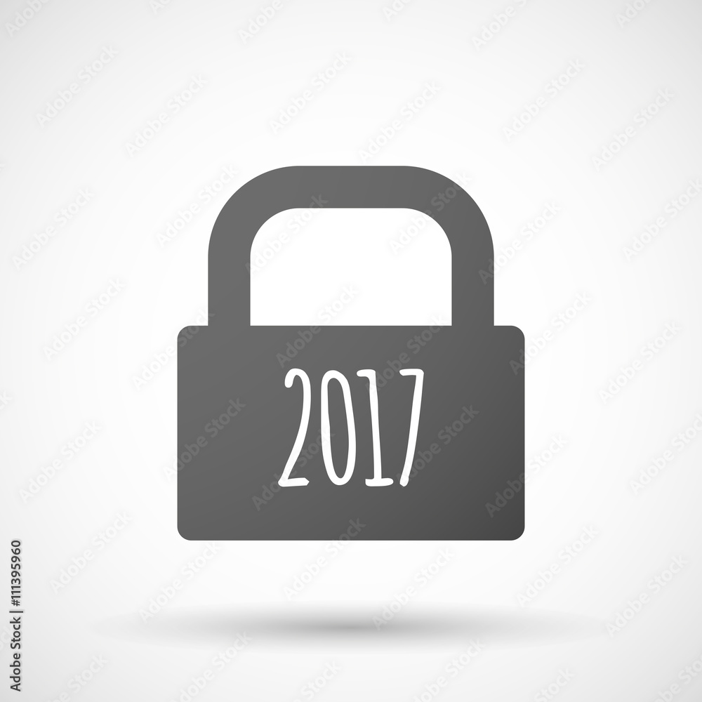 Isolated lock pad icon with a 2017 year number icon Isolated lock pad icon with a 2017 year number icon
