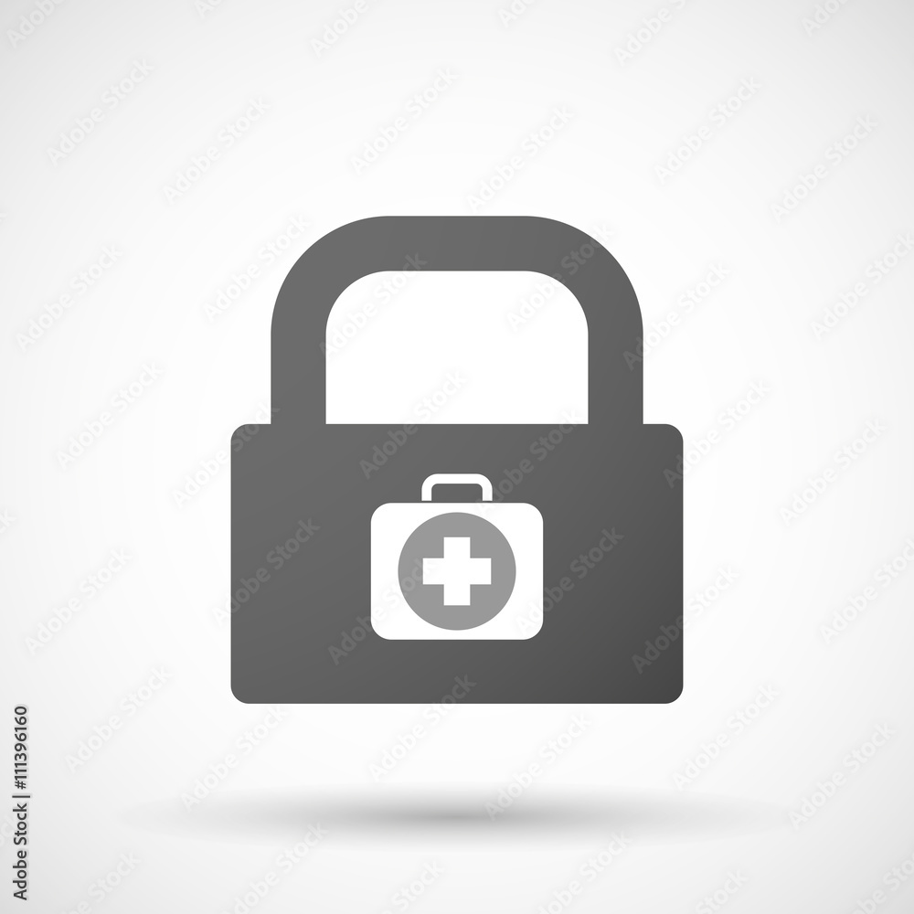 Isolated lock pad icon with a first aid kit icon Isolated lock pad icon with a first aid kit icon
