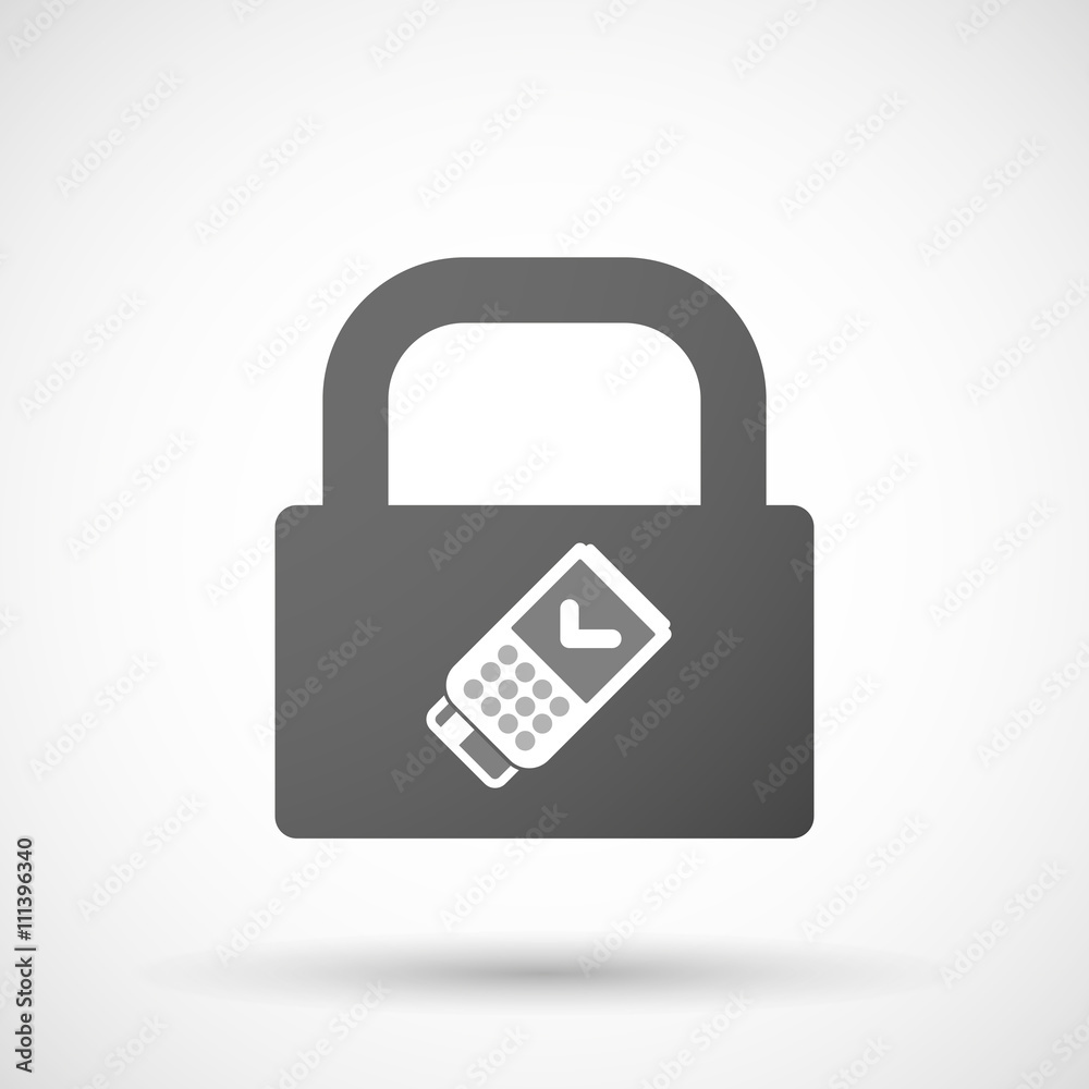 Isolated lock pad icon with a dataphone icon Isolated lock pad icon with a dataphone icon