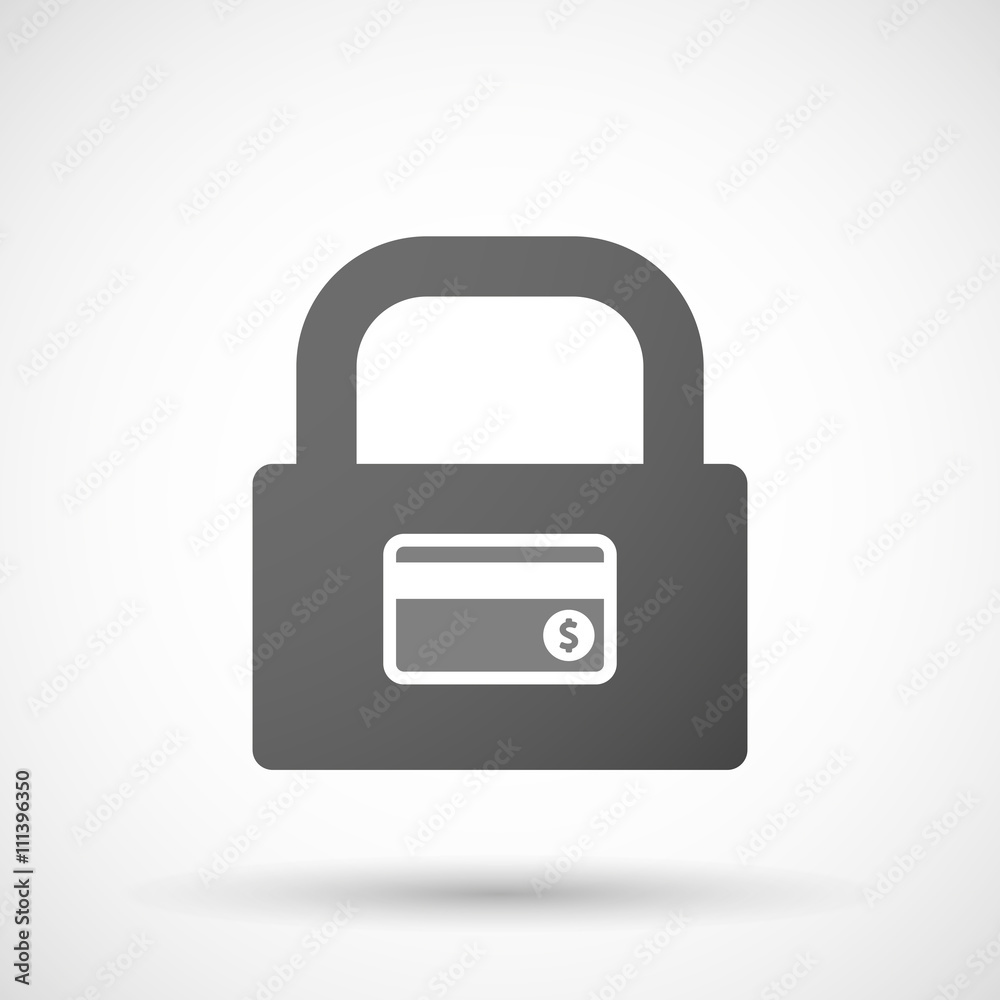 Isolated lock pad icon with a credit card Isolated lock pad icon with a credit card