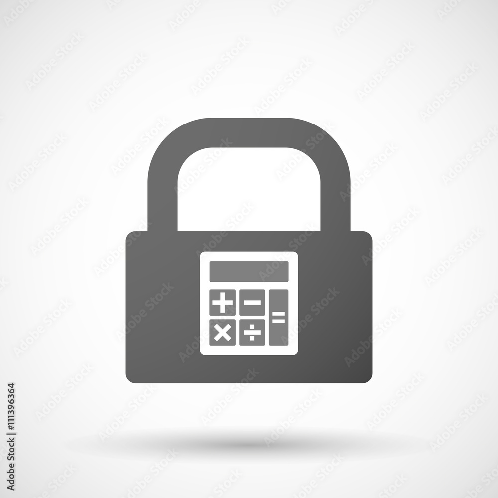 Isolated lock pad icon with a calculator Isolated lock pad icon with a calculator