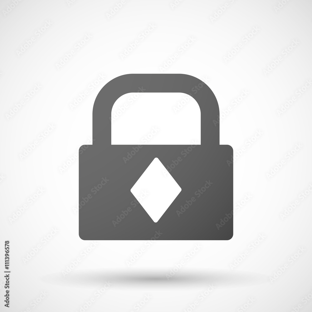 Isolated lock pad icon with the diamond poker playing card si Isolated lock pad icon with the diamond poker playing card si