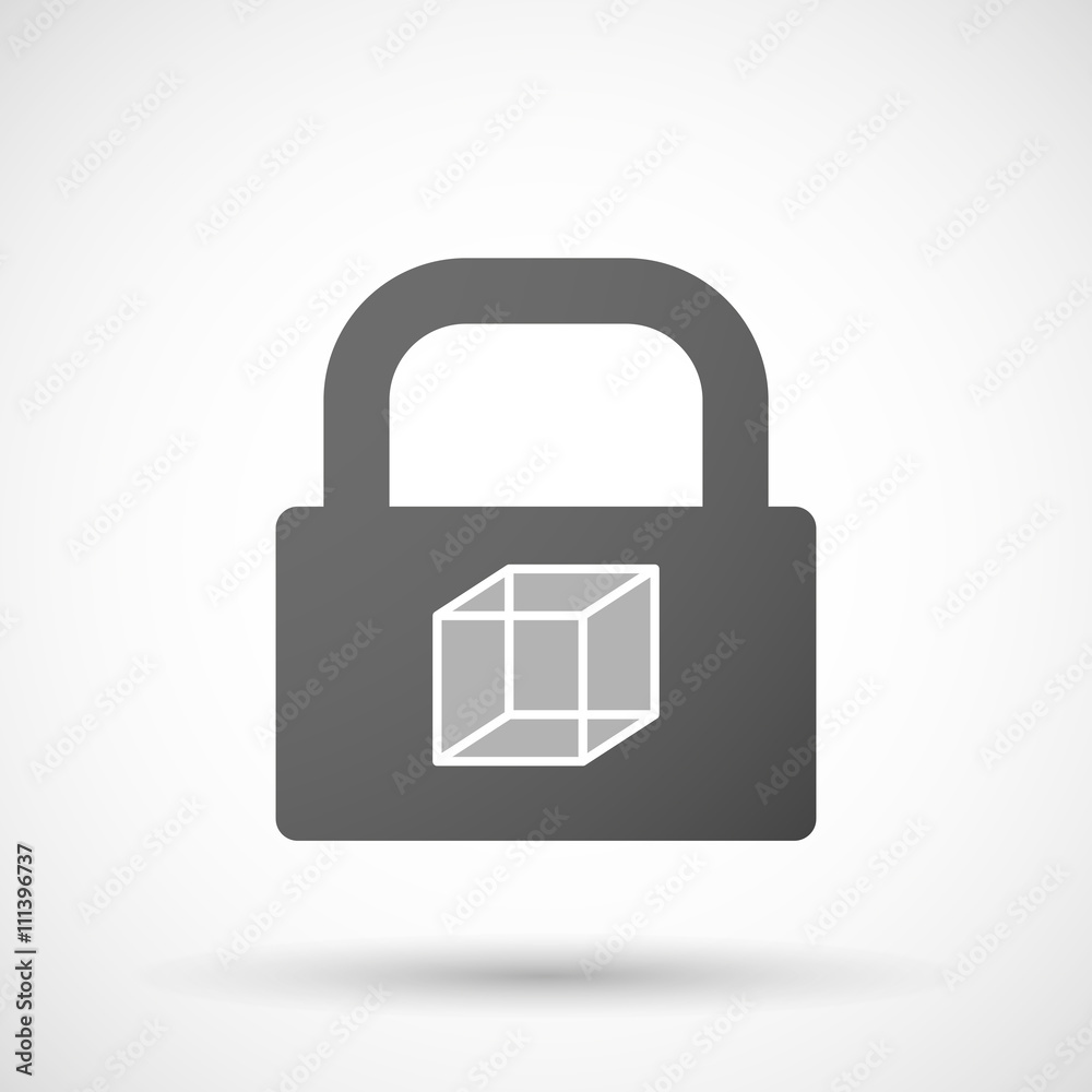 Isolated lock pad icon with a cube sign Isolated lock pad icon with a cube sign