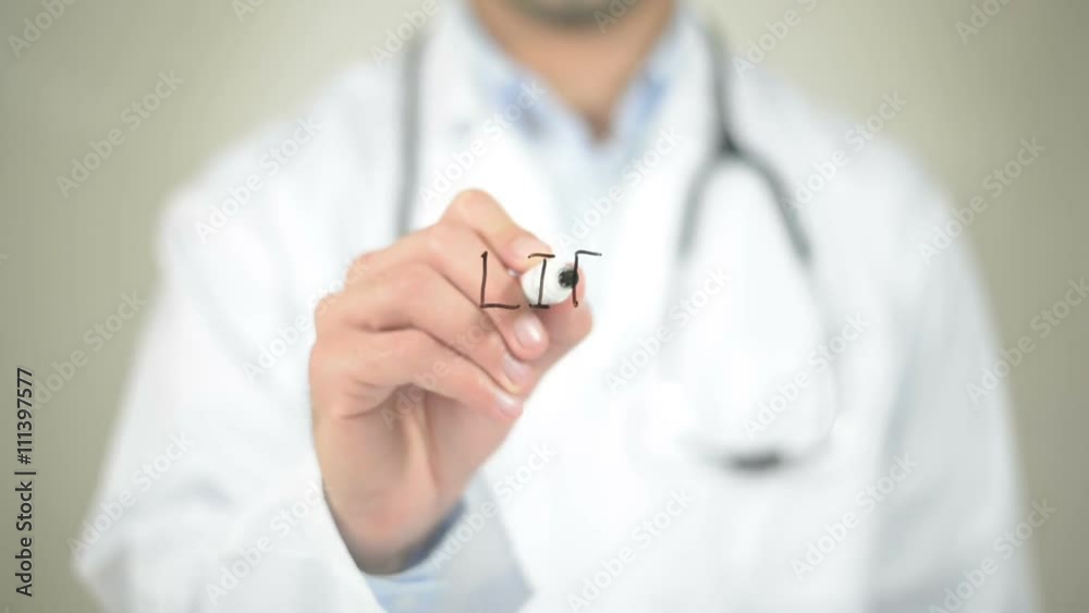 Life, Doctor writing on transparent screen