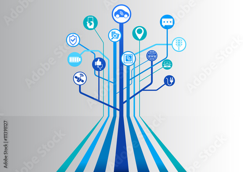 Self-driving smart car infographic as vector illustration