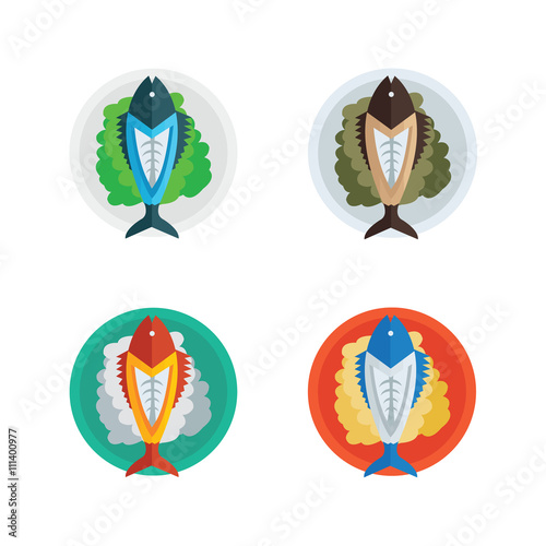 fish salad vector food