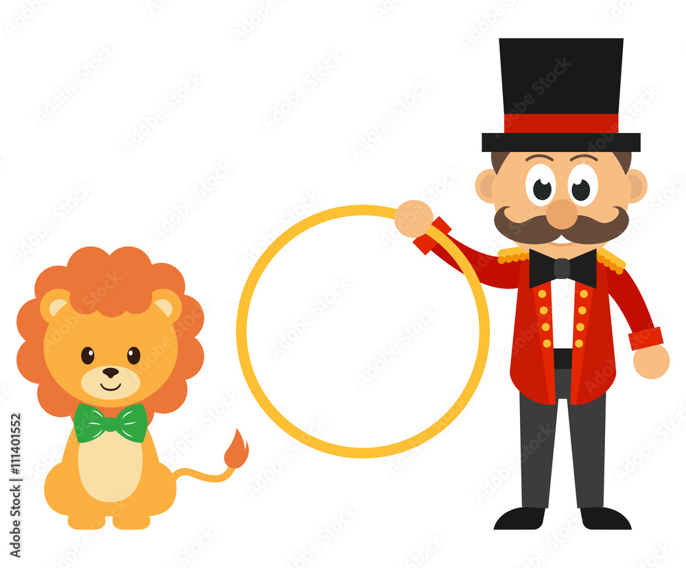 cartoon circus man and circus lion vector Stock Vector | Adobe Stock