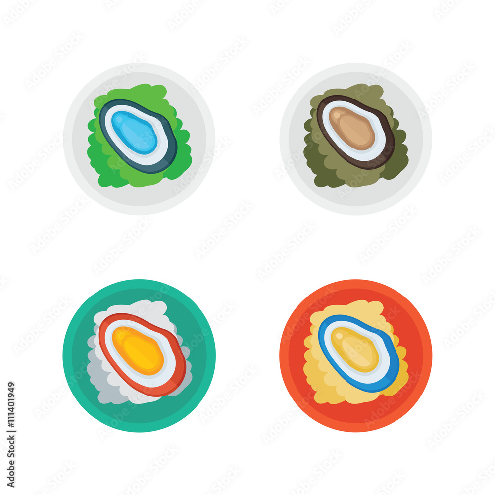 shellfish and salad vector shellfish and salad vector