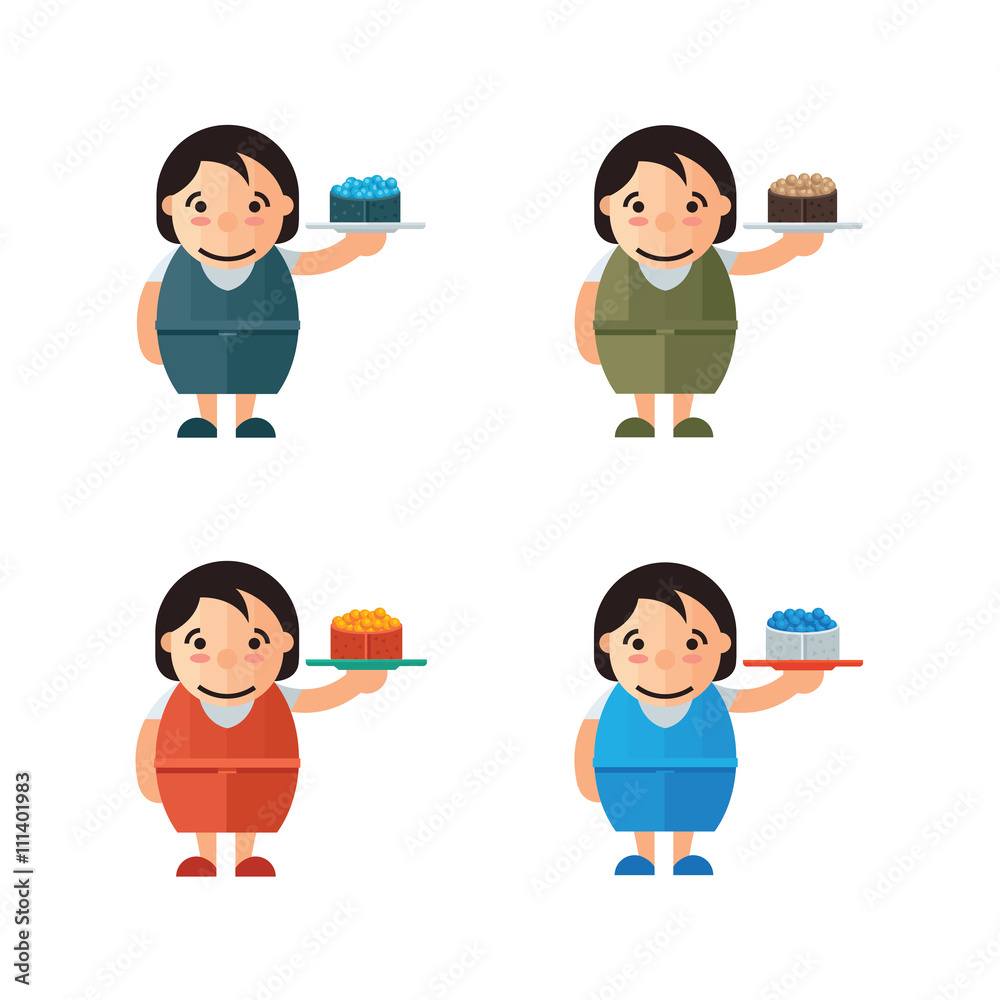 waiter serves japanese traditional sushi. waiter serves japanese traditional sushi.