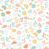 Light seamless floral pattern with stylized flowers