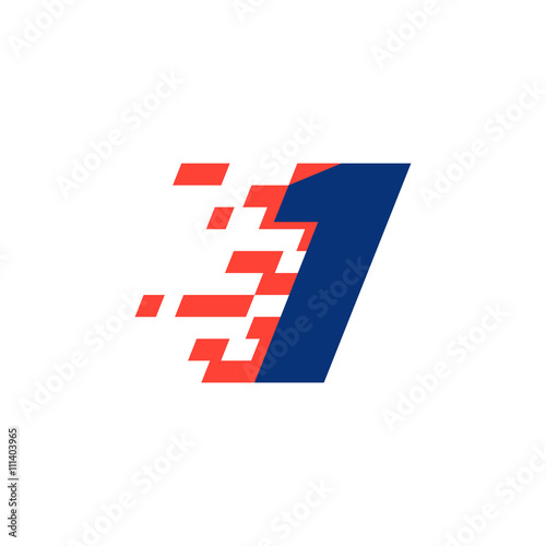 Number one logo. Number with abstract checkered flag.